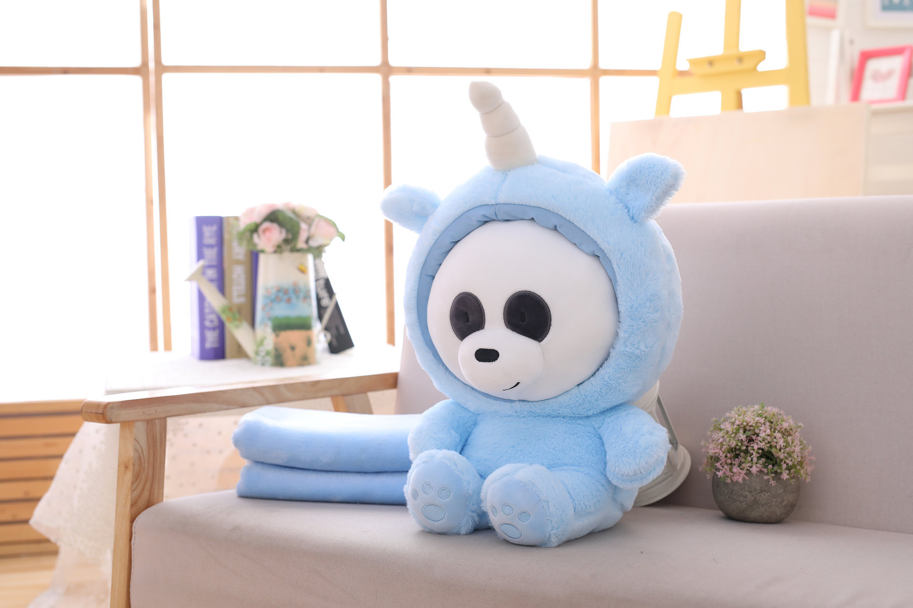 Panda in Unicorn Onesie Plush + Blanket Set