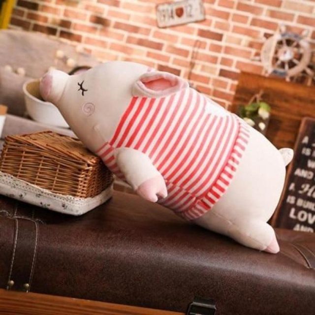 Chubby Sleepy Pig in a Striped Tee โ photo 4