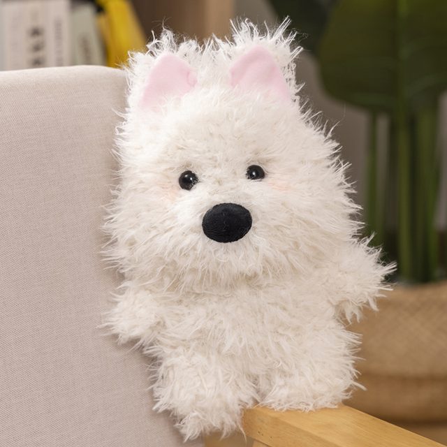 Shaggy White Terrier Puppy Plush, 25cm
