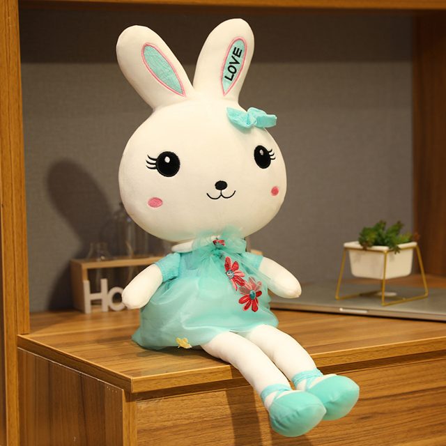 Giant Love Bunny Plush in Floral Dress, Blue 90cm โ photo 3