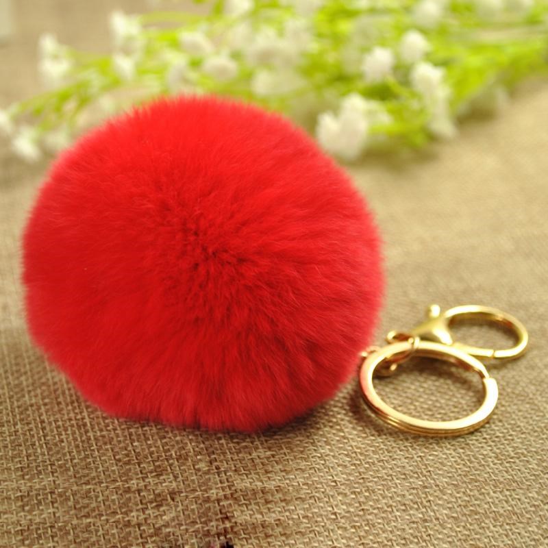 Fluffy Rex Rabbit Fur Pom Keychain โ photo 2