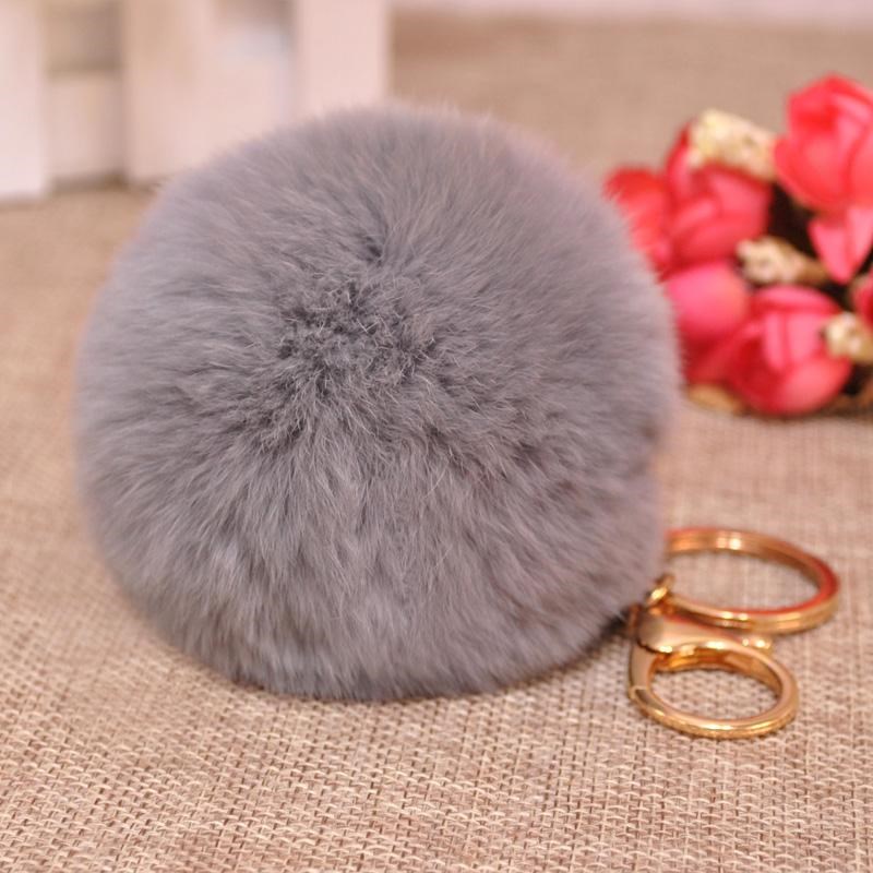 Fluffy Rex Rabbit Fur Pom Keychain โ photo 3