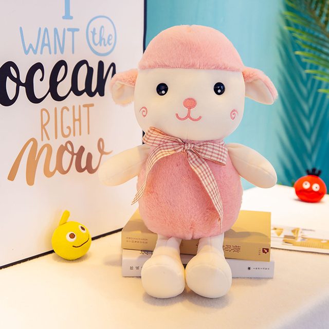 Fluffy White Lamb Plush With Scarf โ photo 3