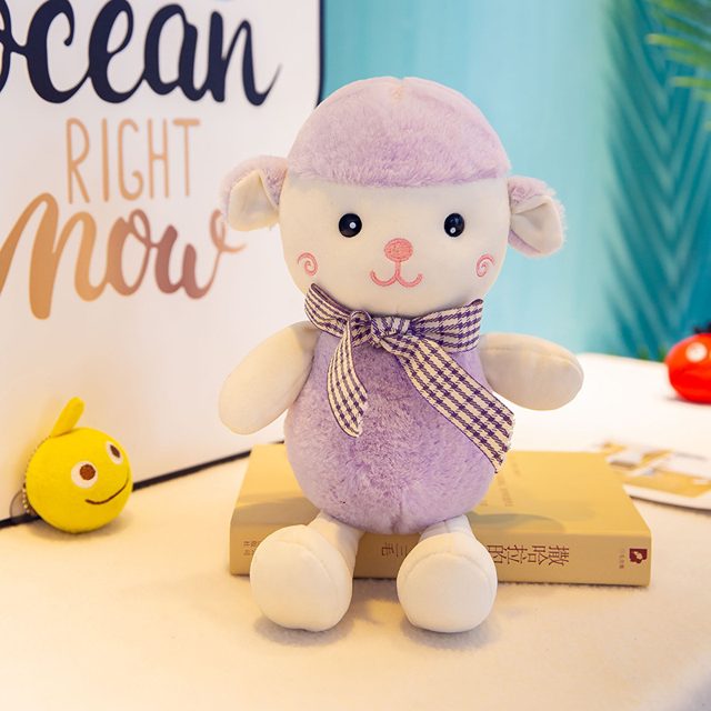 Fluffy White Lamb Plush With Scarf โ photo 4
