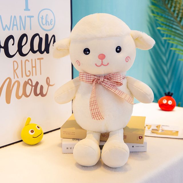 Fluffy White Lamb Plush With Scarf โ photo 2