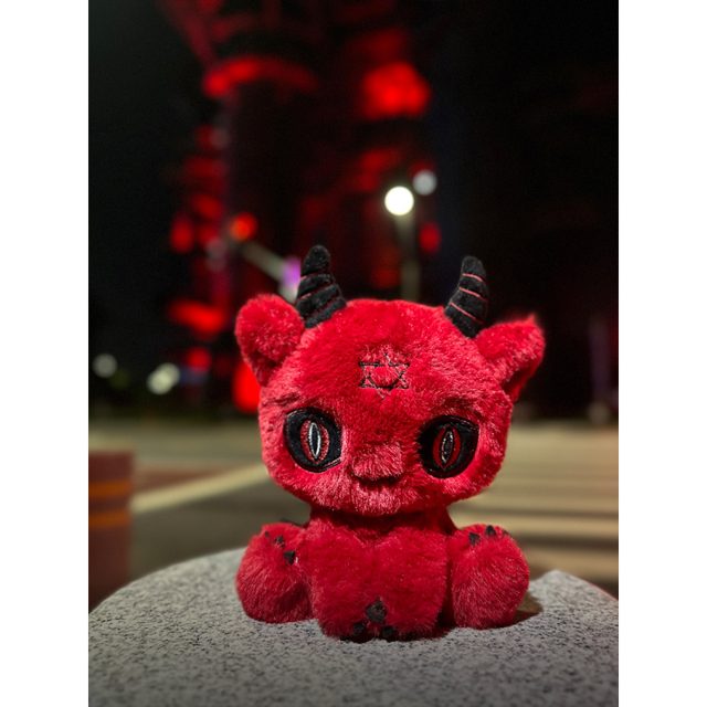 Red Devil Kitten Plush With Horns