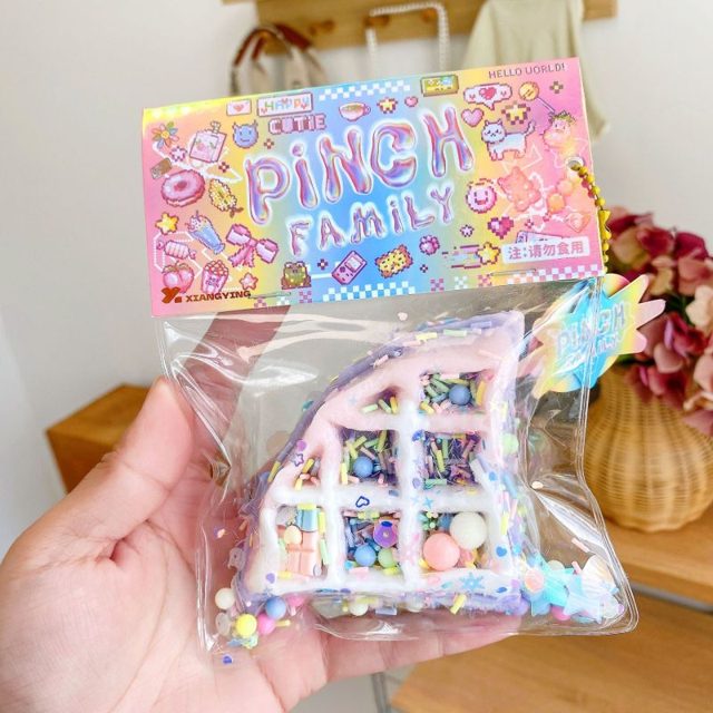 Waffle Cone Wedge Squishy Charm in Bead Bag
