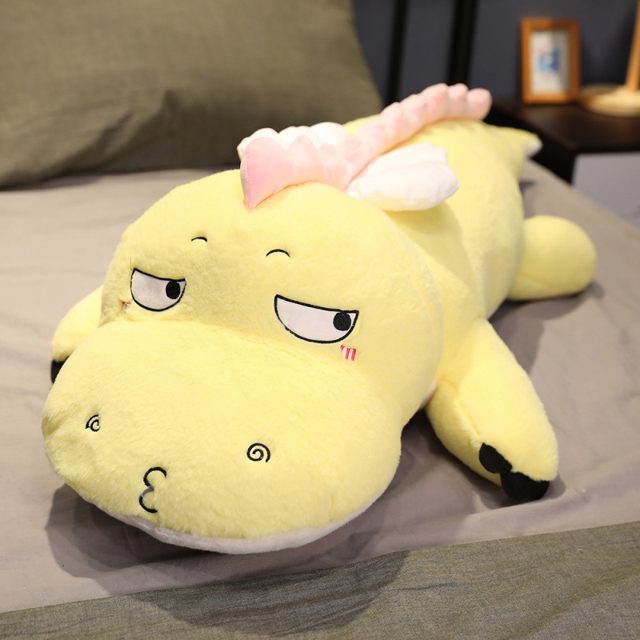 Grumpy-Cute Dino Body Pillow Plush