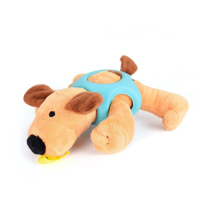 Squeaky Brown Puppy Plush Dog Chew Toy