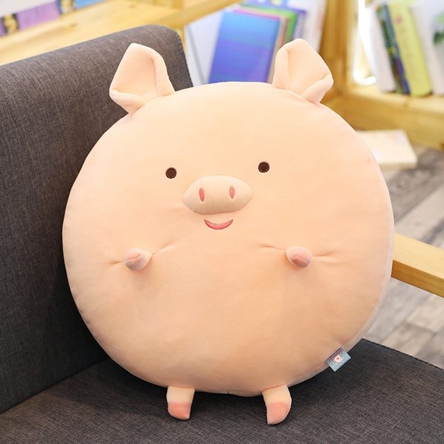 Roly-Poly Pink Piggy Round Cushion Pillow