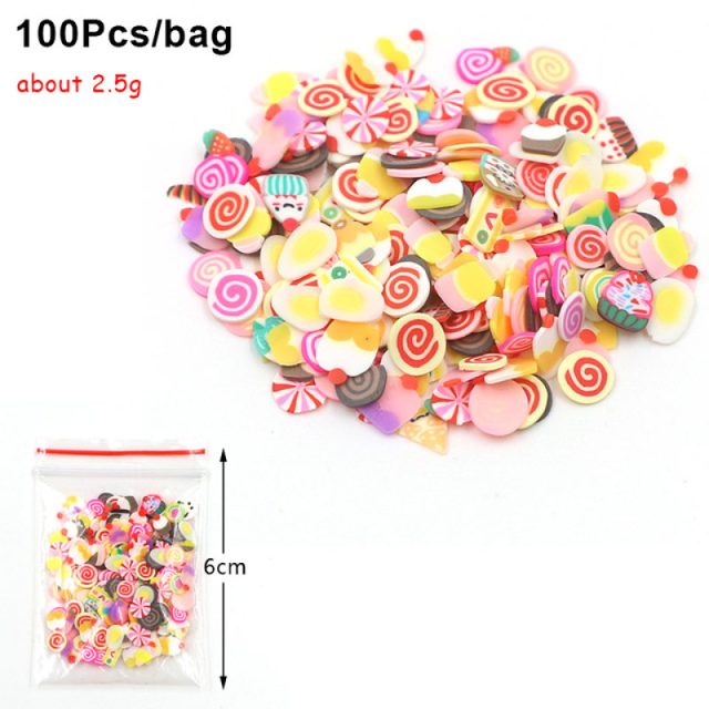 Candy & Sweets Polymer Clay Slices, 100pc