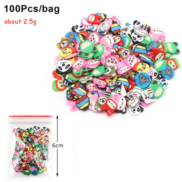 Cartoon Critter Polymer Clay Slices, 100pc