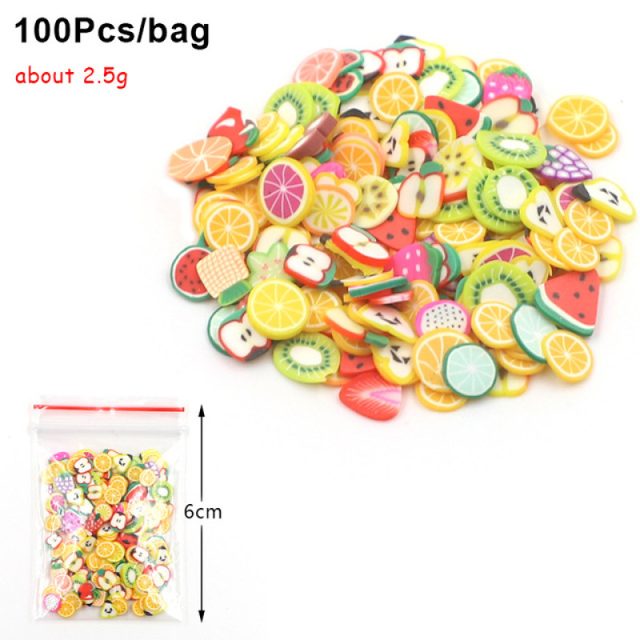 Mini Fruit Slice Polymer Clay Sprinkles, 100pc