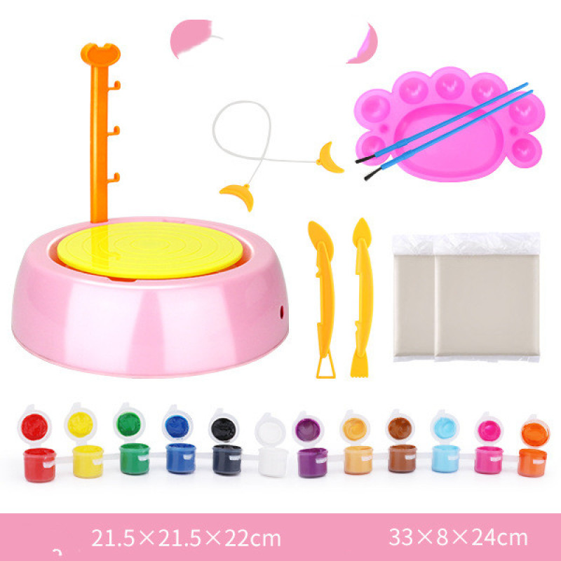 Kids Pottery Wheel Kit with Clay, Paints & Tools