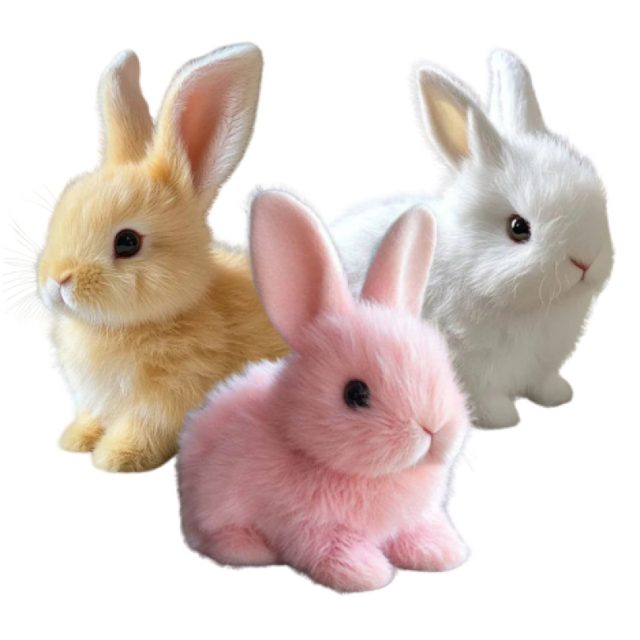 Fluffball Bunny Trio (Cream, Pink & White)