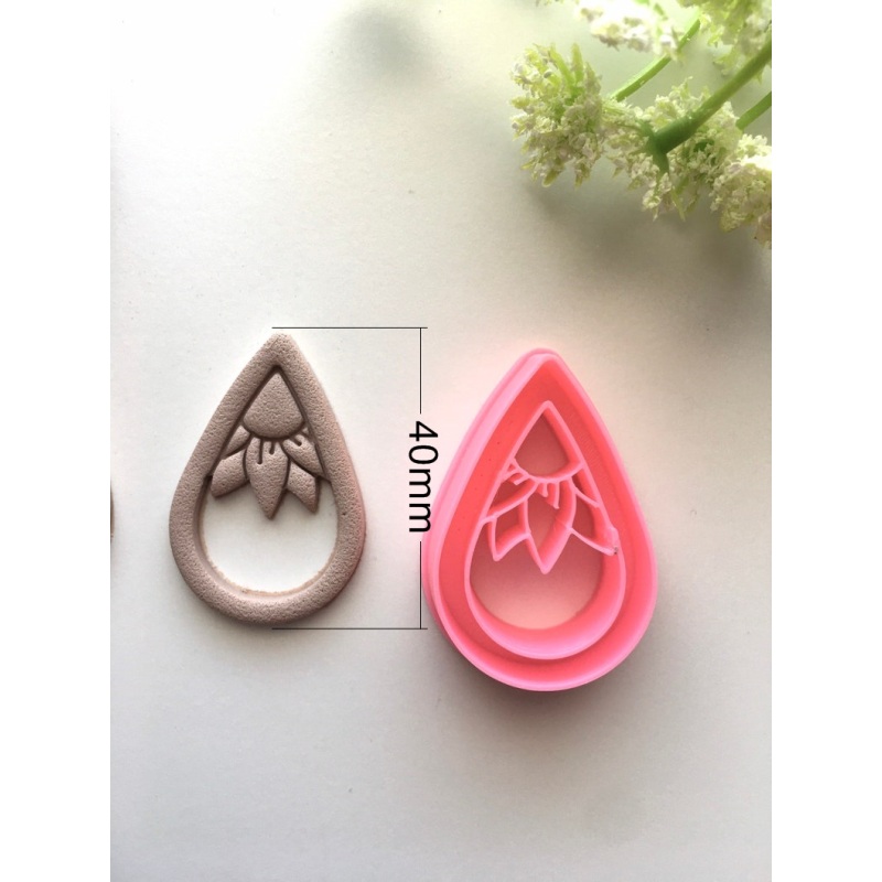 Teardrop Floral Polymer Clay Earring Cutter