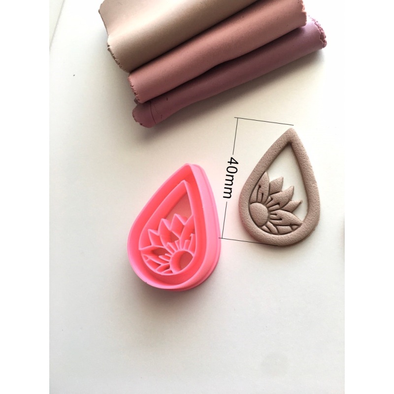 Teardrop Floral Polymer Clay Earring Cutter โ photo 2