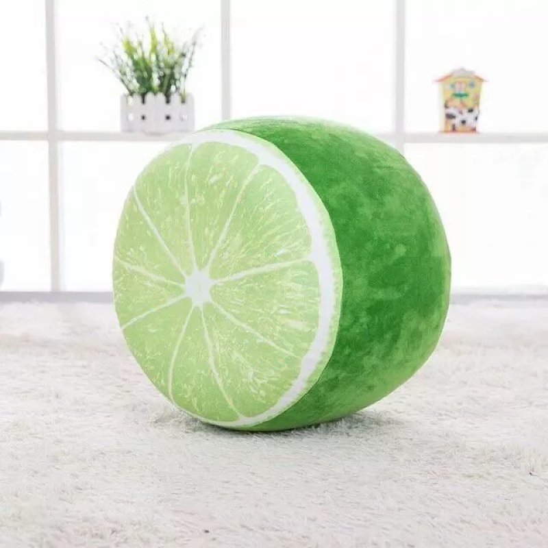 Lime Slice Plush Round Floor Cushion Stool