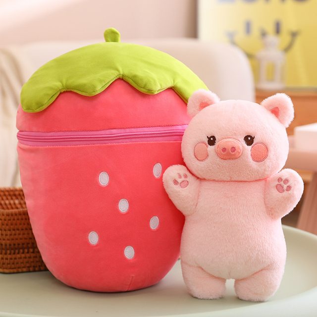 Strawberry Pouch Piggy Plush Set โ photo 3