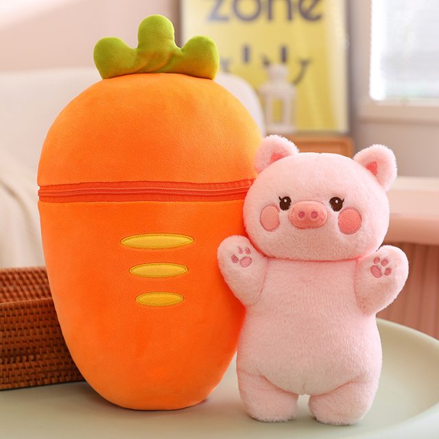 Carrot Pouch Piggy Plush Set