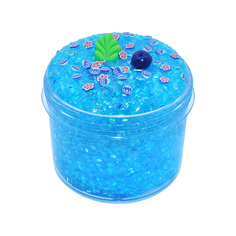 Blueberry Crunch Clear Slime with Charms