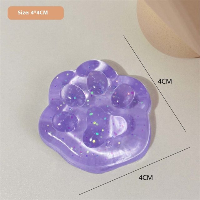 Grape Glitter Cat Paw Jelly Squishy