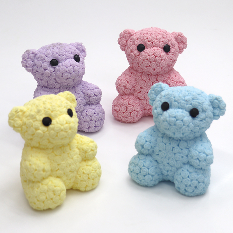 Pastel Rose-Textured Bear Squishy