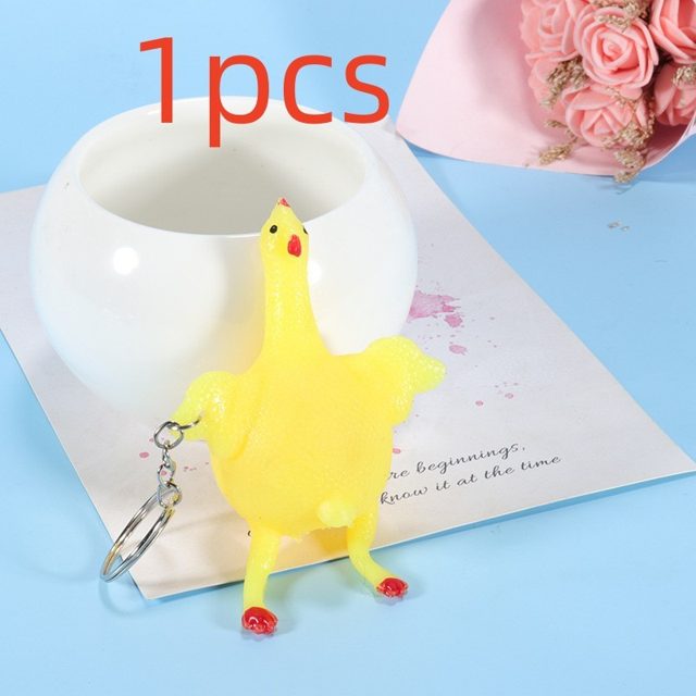 Egg-Laying Chicken Squeeze Keychain