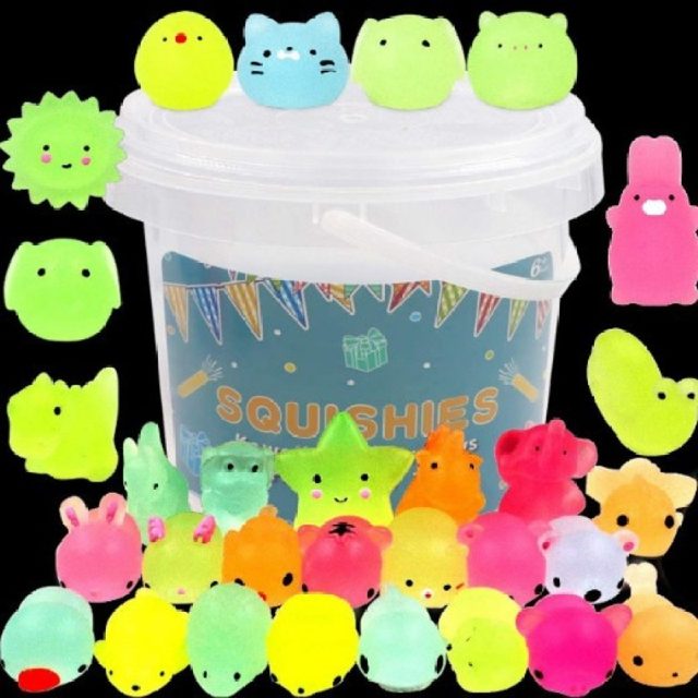 24-Pack Glow-in-the-Dark Mini Mochi Squishies