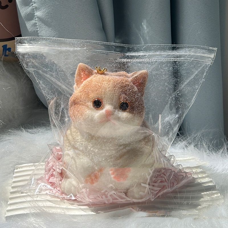 Fuzzy Flocked Kitten Slow-Rise Squishy