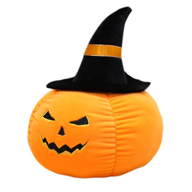 Spooky Jack-O-Lantern Pumpkin Plush With Witch Hat โ photo 2