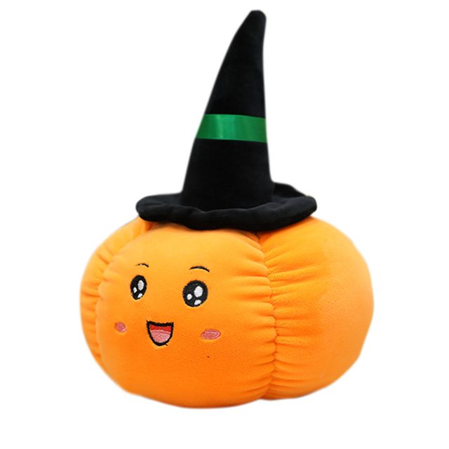 Smiley Pumpkin Plush With Witch Hat