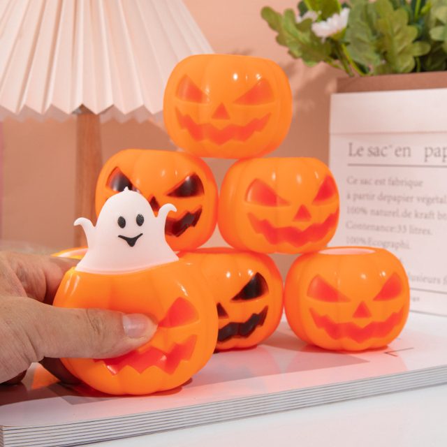 Pop-Up Ghost Jack-o-Lantern Squeeze Toy