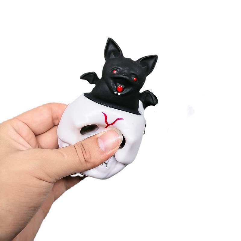 Halloween Bat-in-Skull Pop-Up Squeeze Toy