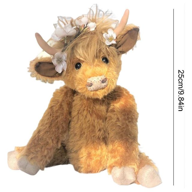 Realistic Sitting Highland Cow Plush