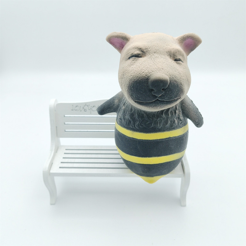 Flocked Bee-Costume Animal Squeeze Figure
