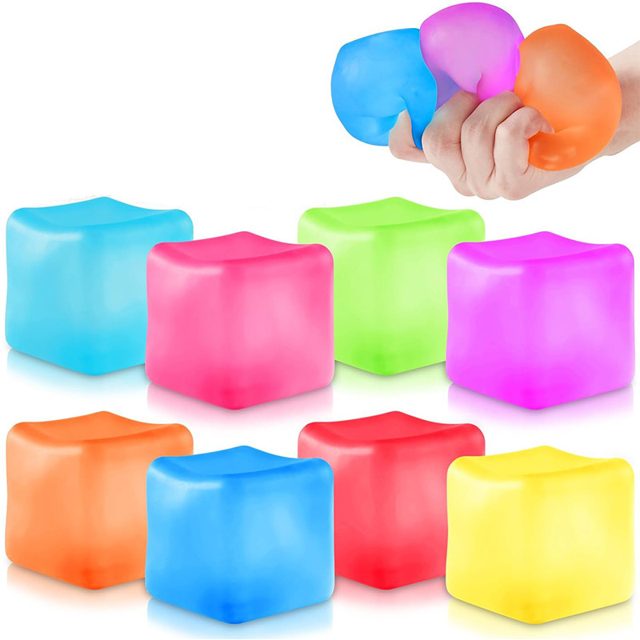 Rainbow Stretch Cube Squeeze Toy Pack