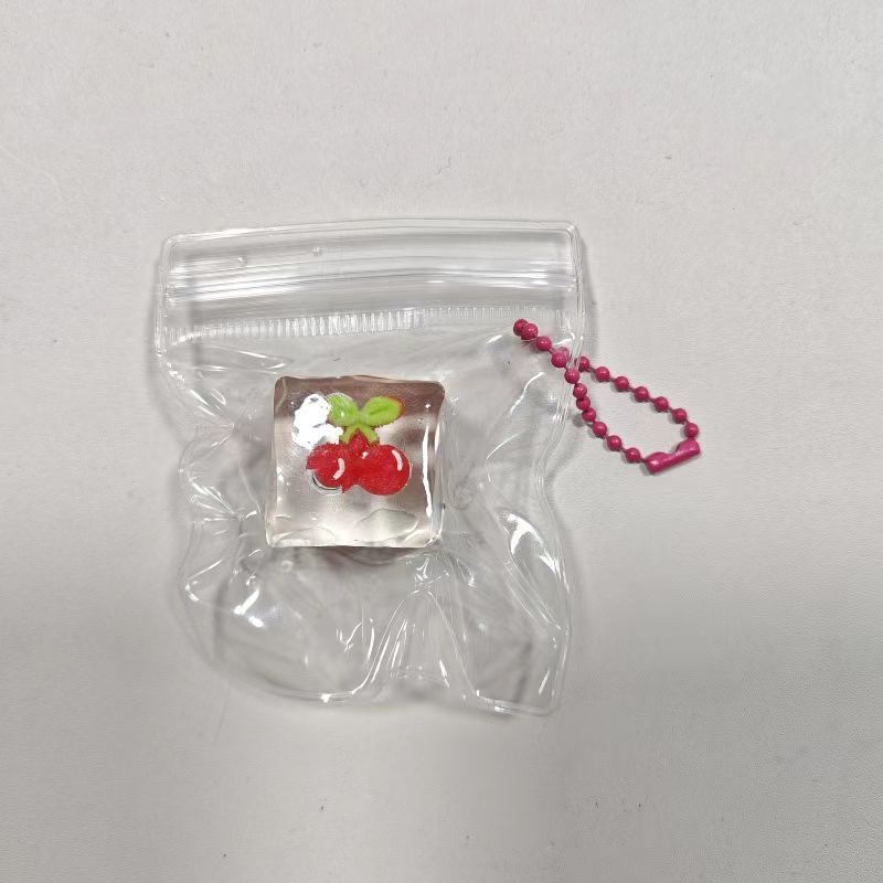 Strawberry Ice Cube Squishy Keychain โ photo 3