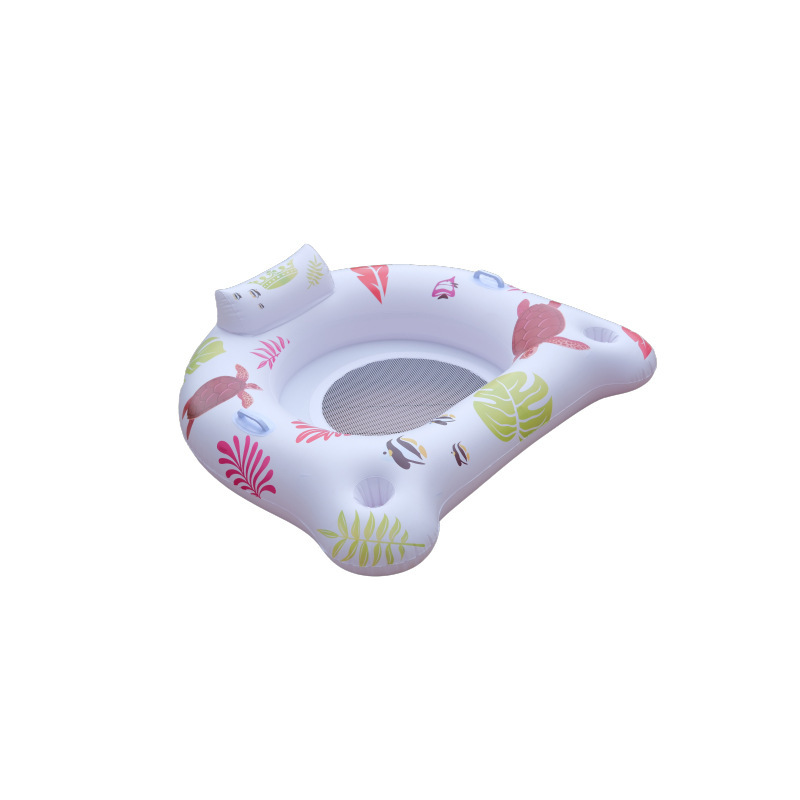 White Floral Inflatable Pool Seat Float