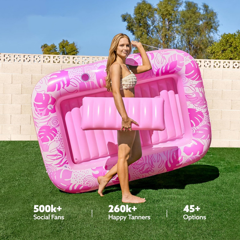 Inflatable Tanning Pool Lounger with Pillow โ photo 2