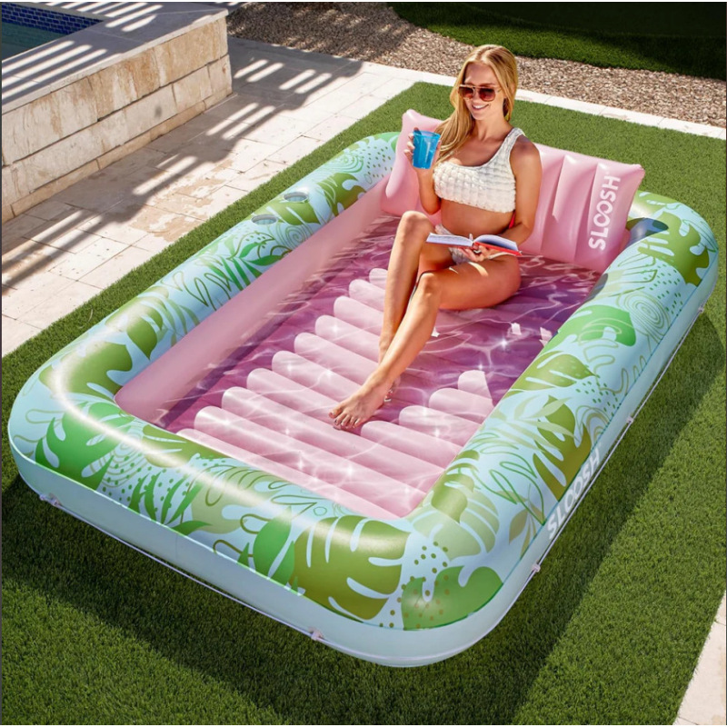 Inflatable Tanning Pool Lounger with Pillow โ photo 3