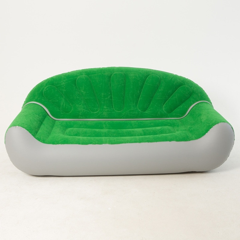 Flocked Inflatable Loveseat Sofa, Green