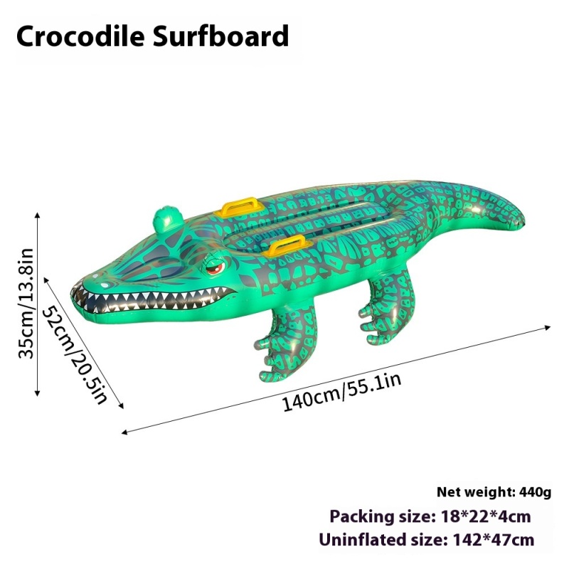 Inflatable Crocodile Ride-On Surfboard Float