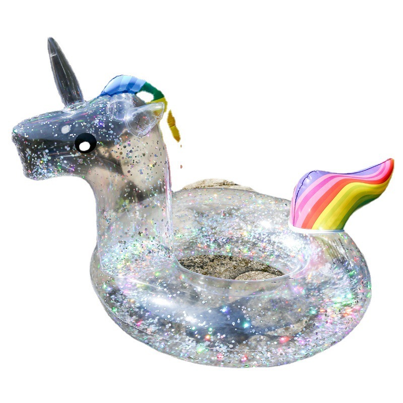 Glitter Unicorn Swim Ring with Rainbow Mane