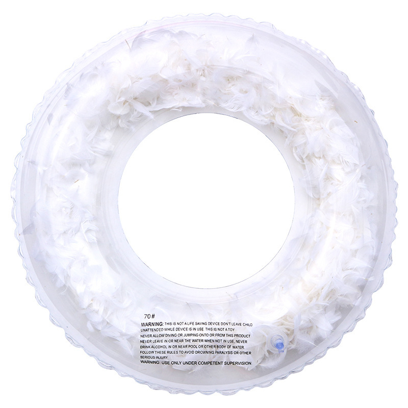 Clear Swim Ring with White Feathers