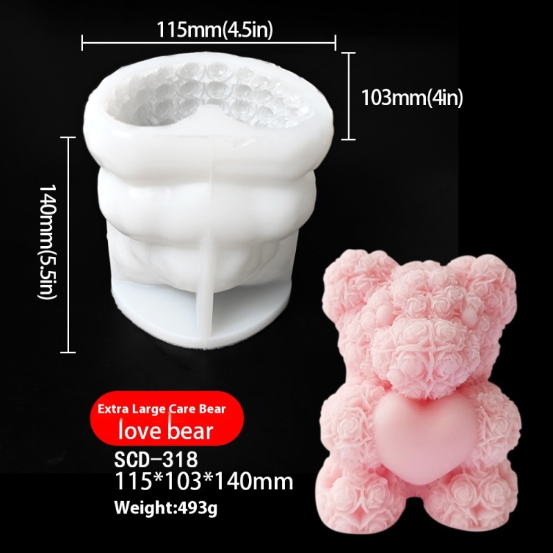 Rose Bear with Heart Silicone Mold — photo 4