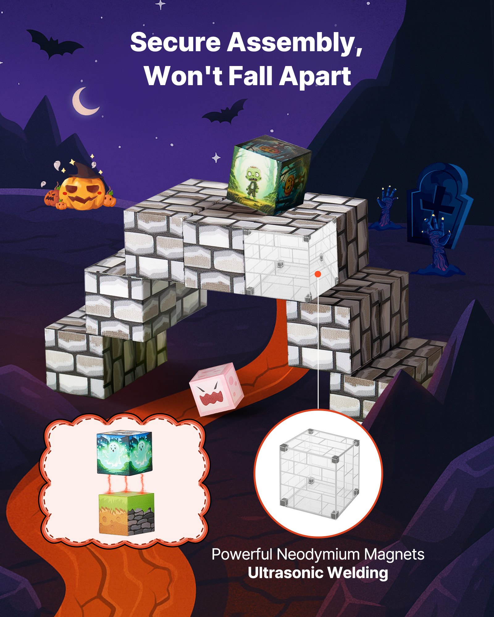Magnetic Building Blocks, 100-Piece Spooky Set — photo 5