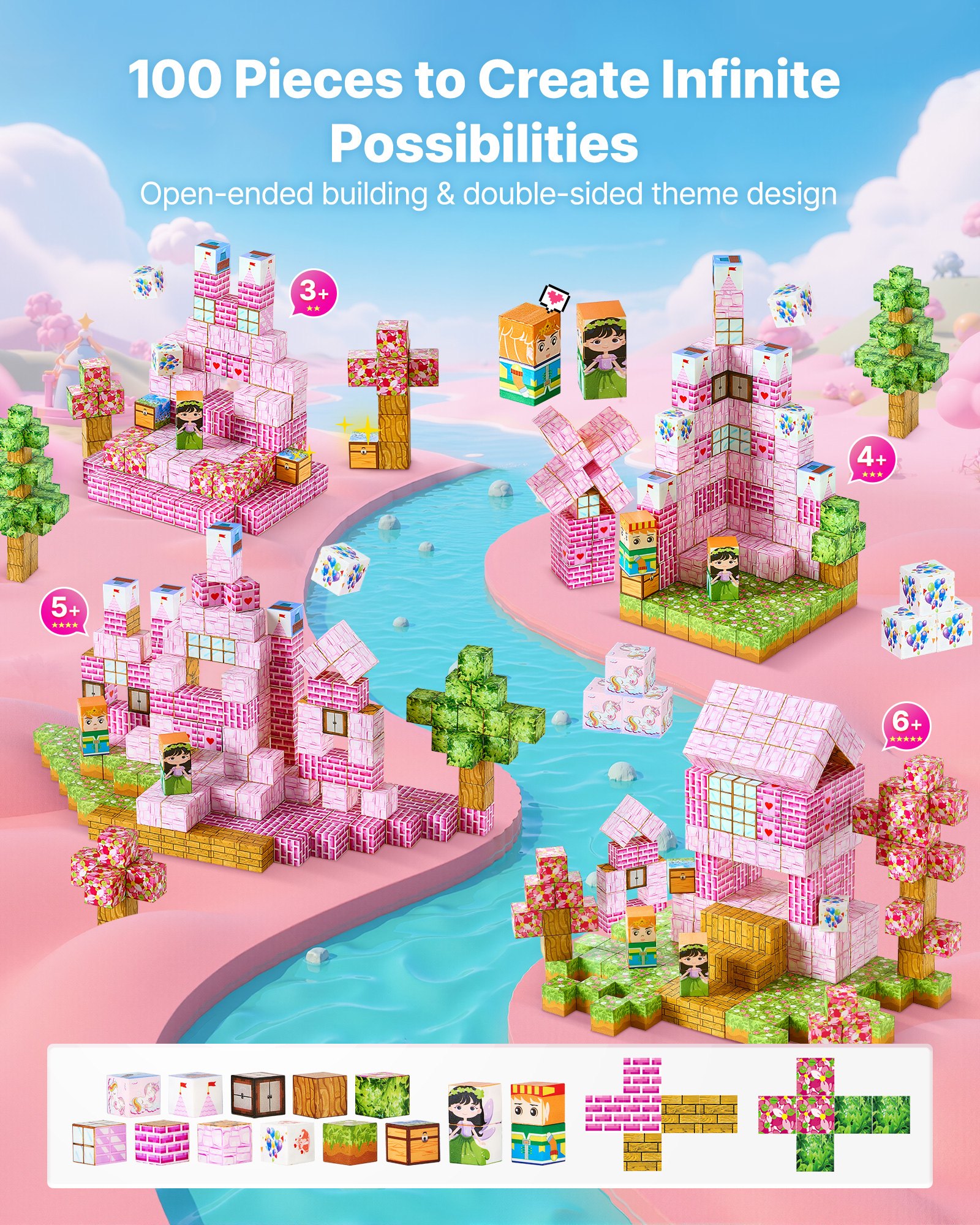 Magnetic Building Blocks 100-Piece Princess Set โ photo 4