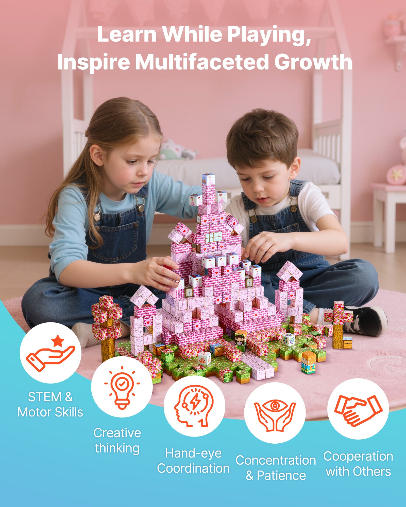 Magnetic Building Blocks 100-Piece Princess Set โ photo 2