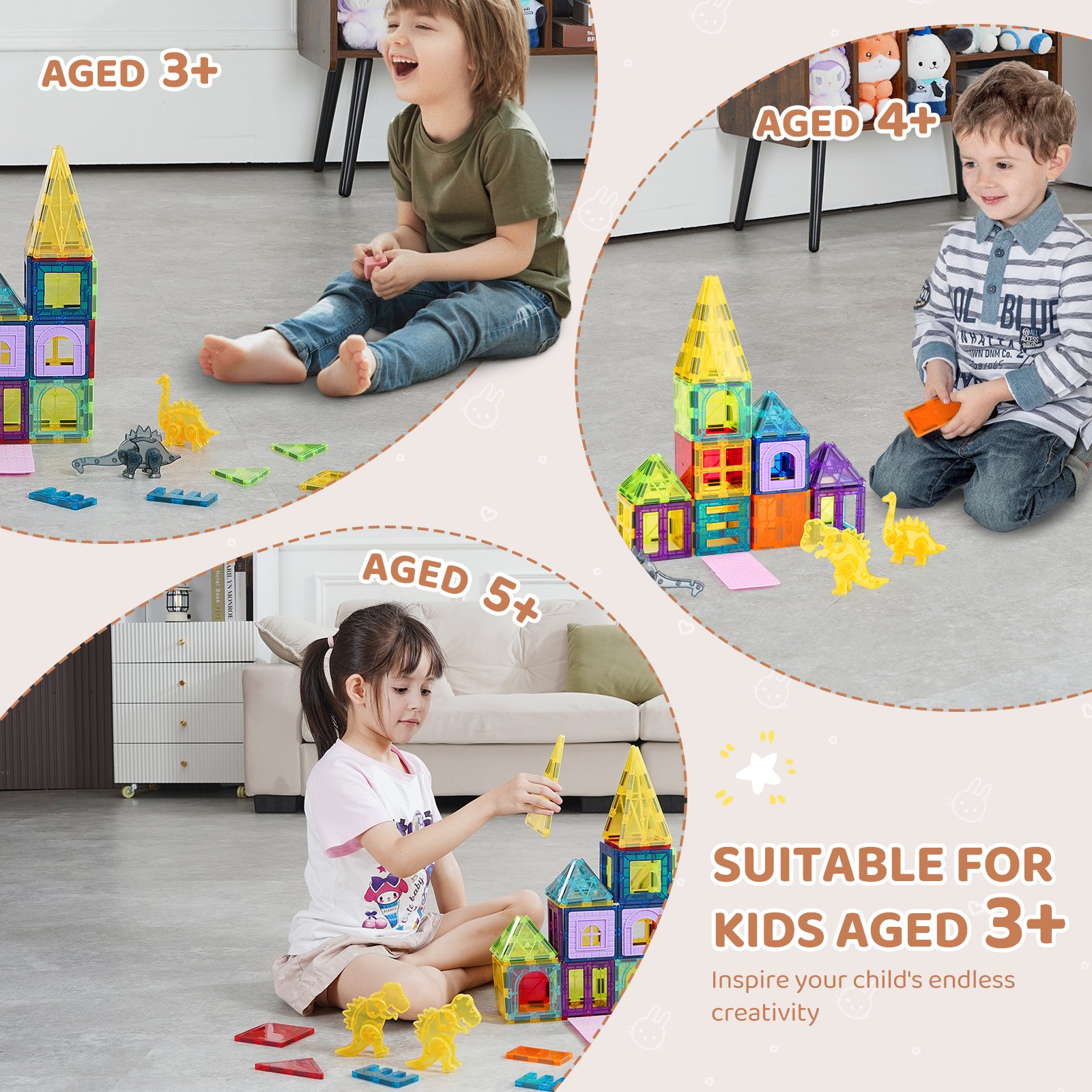 Magnetic Tiles 56-Piece Animal Set — photo 2